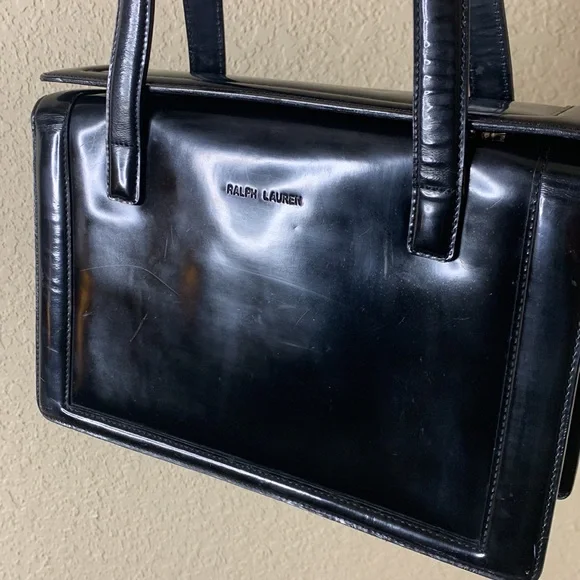 🎉HP🎉 Vintage Ralph Lauren Patent Black Handbag - Picture 7 of 13